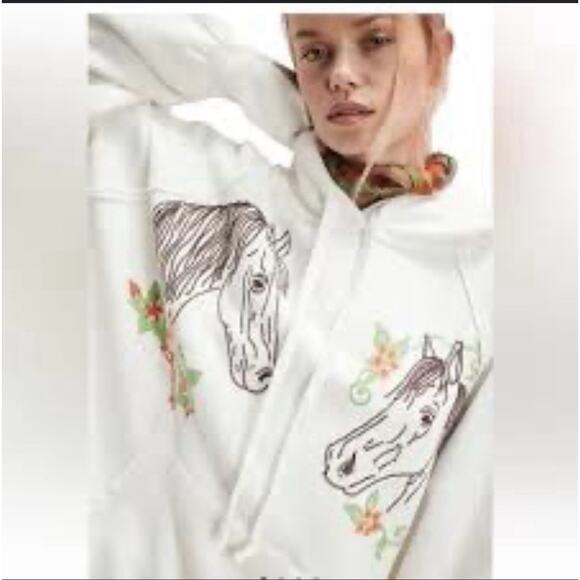 RARE Free People Keepsake Hoodie Horse Sweatshirt EXTREMELY RARE Size XL - Picture 2 of 7